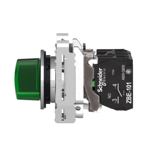 Schneider Electric XB4FK123M5, Harmony Plus Stil 4, Yeşil, Işıklı Mandal Buton, 0-1 Konumlu, 230 Volt AC, 1NA+1NK, 30mm