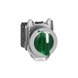 Schneider Electric XB4FK133B5, Harmony Plus Stil 4, Yeşil, Işıklı Mandal Buton, 1-0-2 Konumlu, 24 Volt AC/DC, 1NA+1NK, 30mm