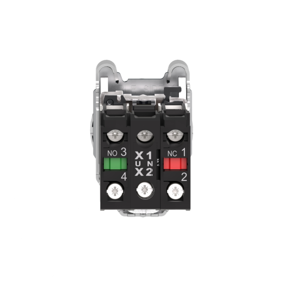 Schneider Electric XB4FK134M5, Harmony Plus Stil 4, Kırmızı, Işıklı Mandal Buton, 1-0-2 Konumlu, 230 Volt AC, 1NA+1NK, 30mm