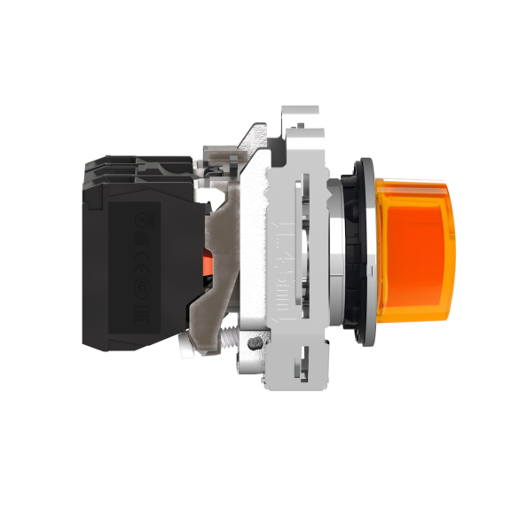 Schneider Electric XB4FK135M5, Harmony Plus Stil 4, Turuncu, Işıklı Mandal Buton, 1-0-2 Konumlu, 230 Volt AC, 1NA+1NK, 30mm