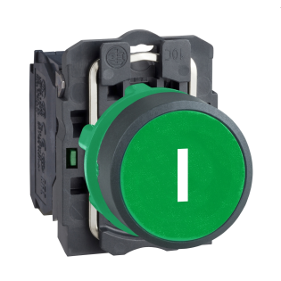 Schneider Electric XB5AA3311, Harmony Stil 5, Yeşil, "l" İşaretli Yaylı Buton, 1NA, 22mm