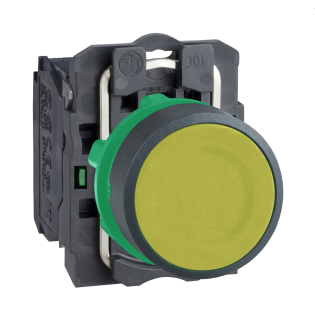 Schneider Electric XB5AA51, Harmony Stil 5, Sarı, Yaylı Buton, 1NA, 22mm
