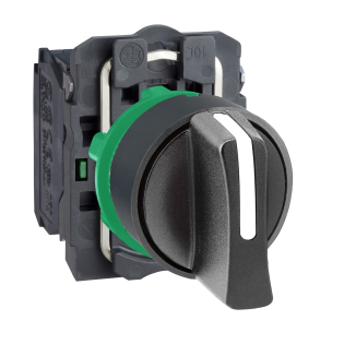 Schneider Electric XB5AD33, Harmony Stil 5, Siyah, Mandal Buton, 1-0-2 Konumlu, 2NA, 22mm