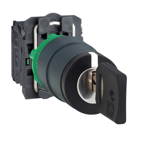Schneider Electric XB5AG33, Harmony Stil 5, Siyah, Kilitli Mandal Buton, 1-0-2 Konumlu, 2NA, 22mm