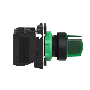 Schneider Electric XB5AK123M5, Harmony Stil 5, Yeşil, Işıklı Mandal Buton, 0-1 Konumlu, 230 Volt AC, 1NA+1NK, 22mm