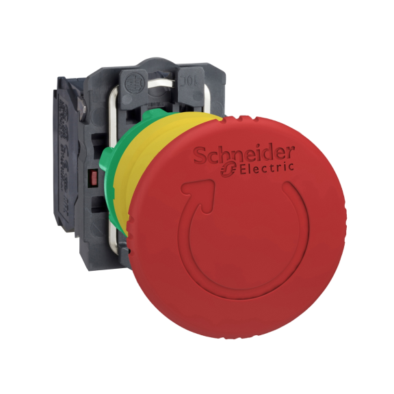 Schneider Electric XB5AS8445, Harmony Stil 5, Kırmızı, 40mm Mantar Kafalı Acil Stop Butonu, 1NA+1NK, 22mm