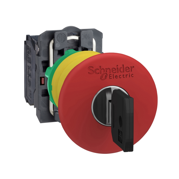 Schneider Electric XB5AS9442, Harmony Stil 5, Kırmızı, 40mm Mantar Kafalı Kilitli Acil Stop Butonu, 1NK, 22mm