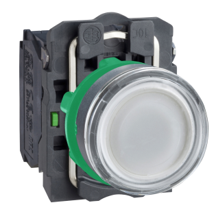 Schneider Electric XB5AW3165, Harmony Stil 5, Beyaz, Işıklı Yaylı Buton, Ampülsüz, 1NA+1NK, 22mm