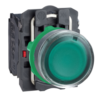 Schneider Electric XB5AW3365, Harmony Stil 5, Yeşil, Işıklı Yaylı Buton, Ampülsüz, 1NA+1NK, 22mm