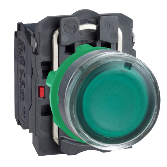 Schneider Electric XB5AW3365, Harmony Stil 5, Yeşil, Işıklı Yaylı Buton, Ampülsüz, 1NA+1NK, 22mm
