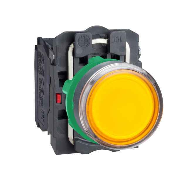 Schneider Electric XB5AW3565, Harmony Stil 5, Sarı, Işıklı Yaylı Buton, Ampülsüz, 1NA+1NK, 22mm