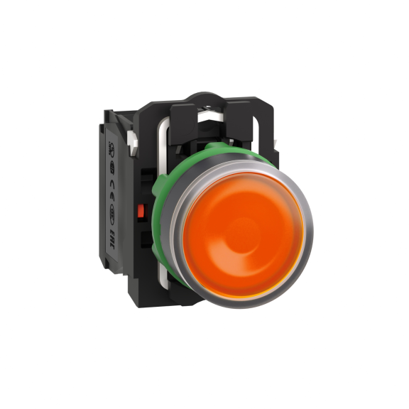 Schneider Electric XB5AW35B5, Harmony Stil 5, Sarı, Işıklı Yaylı Buton, 24 Volt AC/DC, 1NA+1NK, 22mm