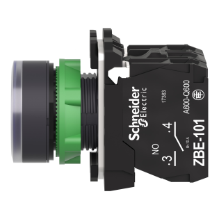 Schneider Electric XB5AW36M5, Harmony Stil 5, Mavi, Işıklı Yaylı Buton, 230 Volt AC, 1NA+1NK, 22mm