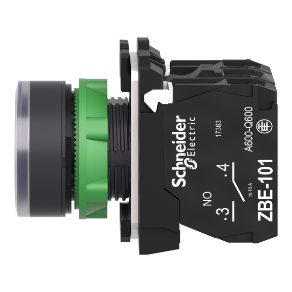 Schneider Electric XB5AW36M5, Harmony Stil 5, Mavi, Işıklı Yaylı Buton, 230 Volt AC, 1NA+1NK, 22mm