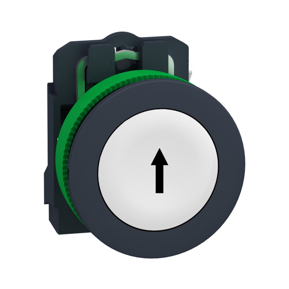 Schneider Electric XB5FA3341, Harmony Plus Stil 5, Beyaz, ↑ Ok İşaretli Yaylı Buton, 1NA, 30mm