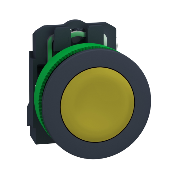 Schneider Electric XB5FA51, Harmony Plus Stil 5, Sarı, Yaylı Buton, 1NA, 30mm