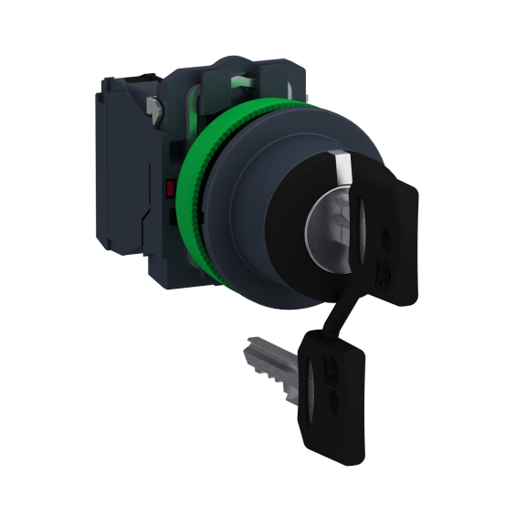 Schneider Electric XB5FG33, Harmony Plus Stil 5, Siyah, Kilitli Mandal Buton, 1-0-2 Konumlu, 2NA, 30mm