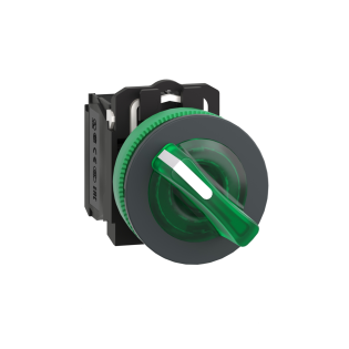 Schneider Electric XB5FK123B5, Harmony Plus Stil 5, Yeşil, Işıklı Mandal Buton, 0-1 Konumlu, 24 Volt AC/DC, 1NA+1NK, 30mm