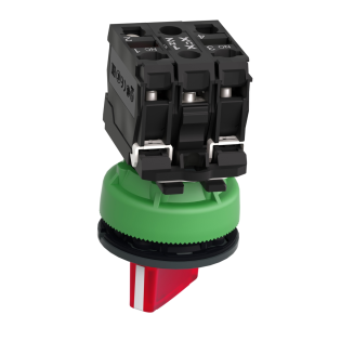 Schneider Electric XB5FK124B5, Harmony Plus Stil 5, Kırmızı, Işıklı Mandal Buton, 0-1 Konumlu, 24 Volt AC/DC, 1NA+1NK, 30mm