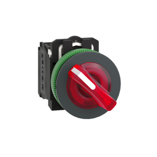 Schneider Electric XB5FK124M5, Harmony Plus Stil 5, Kırmızı, Işıklı Mandal Buton, 0-1 Konumlu, 230 Volt AC, 1NA+1NK, 30mm