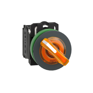 Schneider Electric XB5FK125B5, Harmony Plus Stil 5, Sarı, Işıklı Mandal Buton, 0-1 Konumlu, 24 Volt AC/DC, 1NA+1NK, 30mm