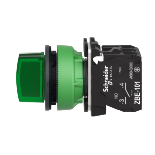 Schneider Electric XB5FK133M5, Harmony Plus Stil 5, Yeşil, Işıklı Mandal Buton, 1-0-2 Konumlu, 230 Volt AC, 1NA+1NK, 30mm