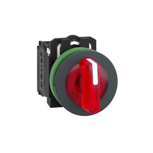Schneider Electric XB5FK134B5, Harmony Plus Stil 5, Kırmızı, Işıklı Mandal Buton, 1-0-2 Konumlu, 24 Volt AC/DC, 1NA+1NK, 30mm