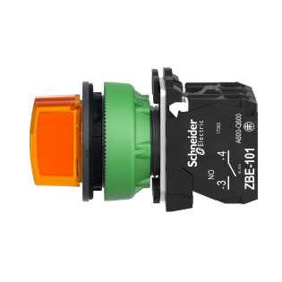 Schneider Electric XB5FK135M5, Harmony Plus Stil 5, Turuncu, Işıklı Mandal Buton, 1-0-2 Konumlu, 230 Volt AC, 1NA+1NK, 30mm