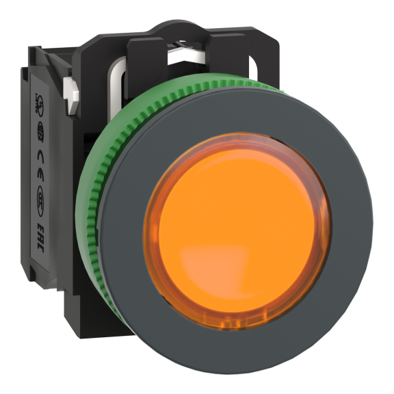 Schneider Electric XB5FW35B5, Harmony Plus Stil 5, Sarı, Işıklı Yaylı Buton, 24 Volt AC/DC, 1NA+1NK, 30mm