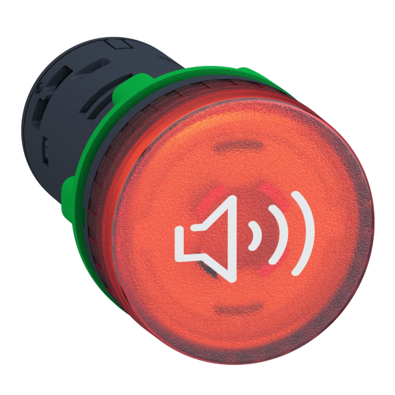 Schneider Electric XB5KS2B4, Harmony Stil 5, Kırmızı, 90db Işıklı Buzzer, 24 Volt AC/DC, 22mm