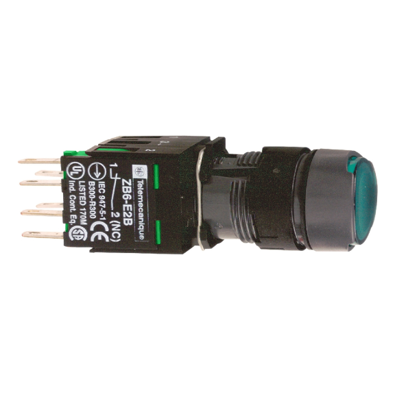 Schneider Electric XB6AF3B1B, Harmony Stil 6, Yeşil, Işıklı Dairesel Kalıcı Buton, 12-24 Volt AC/DC, 1NA, 16mm