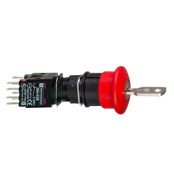 Schneider Electric XB6AS9349B, Harmony Stil 6, Kırmızı, 30mm Mantar Kafalı Kilitli Acil Stop Butonu, 1NA+1NK, 16mm