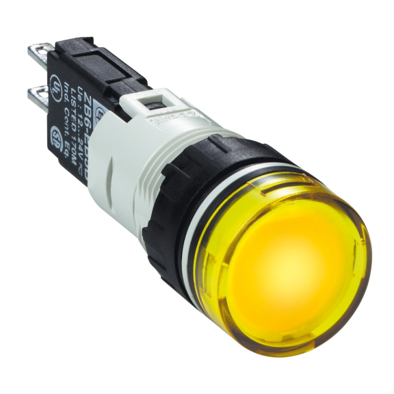 Schneider Electric XB6AV5BB, Harmony Stil 6, Sarı, Dairesel Sinyal Lambası, 12-24 Volt AC/DC, 16mm