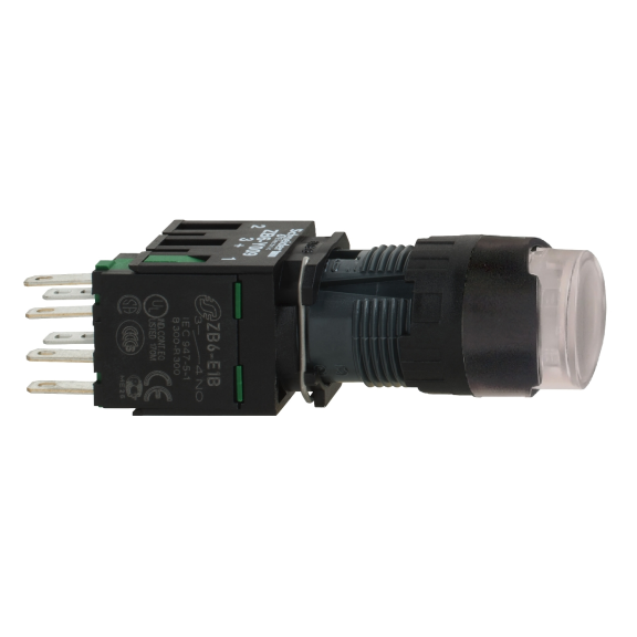Schneider Electric XB6AW1B1B, Harmony Stil 6, Beyaz, Işıklı Dairesel Yaylı Buton, 12-24 Volt AC/DC, 1NA, 16mm