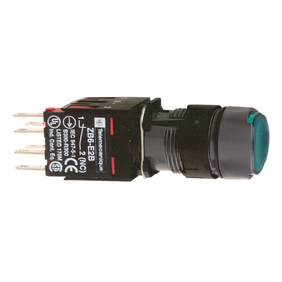 Schneider Electric XB6AW3B1B, Harmony Stil 6, Yeşil, Işıklı Dairesel Yaylı Buton, 12-24 Volt AC/DC, 1NA, 16mm
