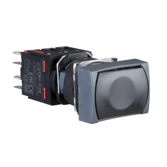 Schneider Electric XB6DA22B, Harmony Stil 6, Siyah, Dikdörtgen Yaylı Buton, 1NK, 16mm