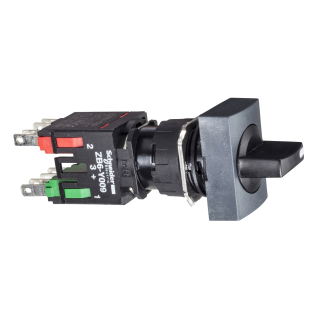 Schneider Electric XB6DD235B, Harmony Stil 6, Siyah, Mandal Buton, 1-0-2 Konumlu, 1NA+1NK, 16mm