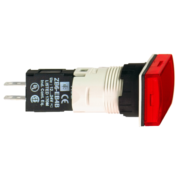 Schneider Electric XB6DV4BB, Harmony Stil 6, Kırmızı, Dikdörtgen Sinyal Lambası, 12-24 Volt AC/DC, 16mm