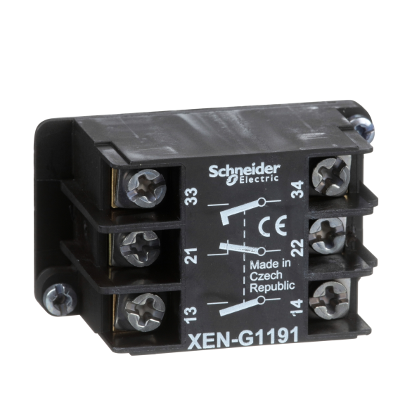 Schneider Electric XENG1191, Harmony XAC, Vinç Kumandaları için 2 Kademeli Kontak Blok, Gecikmeli, 2NA+1NK