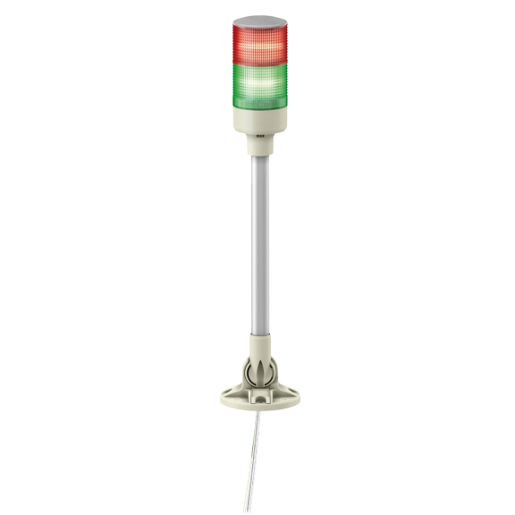 Schneider Electric XVGB2SM, Easy Harmony XVG, Monoblok Montaj Ayağı ve Döndürülebilir Dirsek Bağlantılı Buzzerlı ve Işıklı Kolon, 2 Katlı, Yeşil ve Kırmızı Ledli, 24 Volt AC/DC