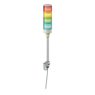 Schneider Electric XVGB4S, Easy Harmony XVG, Monoblok Montaj Ayağı ve L Dirsek Bağlantılı Buzzerlı ve Işıklı Kolon, 4 Katlı, Yeşil, Kırmızı, Sarı ve Mavi Ledli, 24 Volt AC/DC