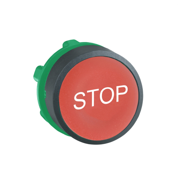 Schneider Electric ZB5AA434, Harmony Plus Stil 5, Kırmızı, Stop Yazılı Yaylı Buton Kafası, 22mm