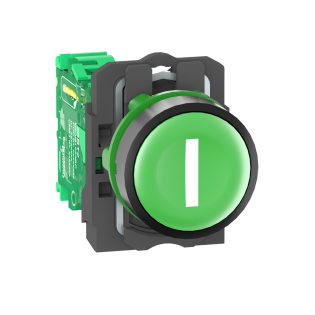 Schneider Electric ZB5RTA331, Harmony XB5R, Yeşil, "l" İşaretli Yaylı Buton, Plastik Seri, Verici Dahil, 22mm