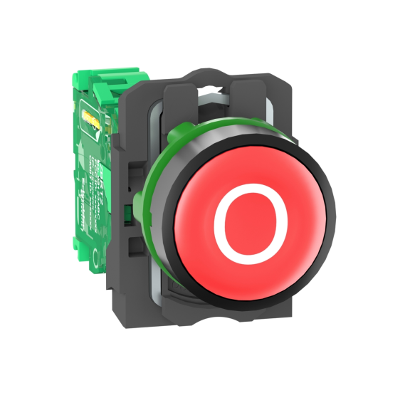 Schneider Electric ZB5RTA432, Harmony XB5R, Kırmızı, O İşaretli Yaylı Buton, Plastik Seri, Verici Dahil, 22mm