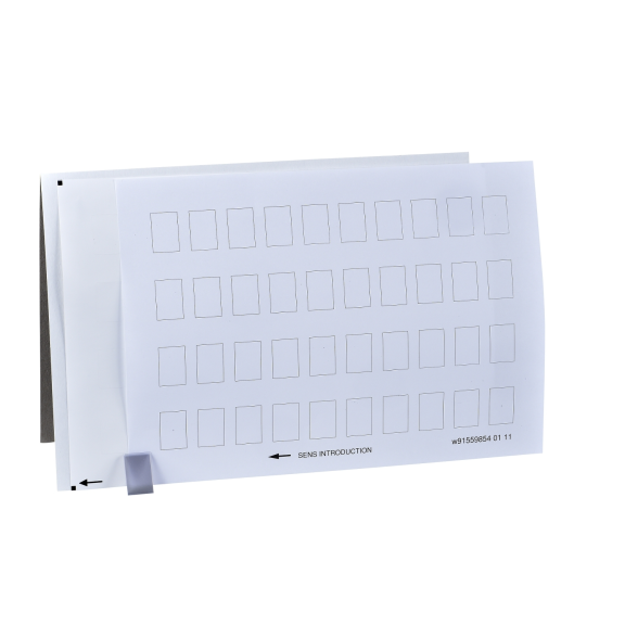 Schneider Electric ZBY5100, Harmony Stil 4/5, Butonlar Etiket Tutucuları için Şeffaf Koruyucu ve Boş Etiket, 40lı Sayfa