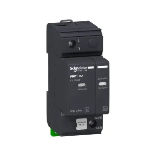 Schneider Electric 16329, Acti 9 PRD1 25r, Kartuşlu Tip, AG Parafudr, 1 Kutup, Tip 1+Tip 2, B ve C Sınıfı, 25 kA