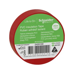 Schneider Electric 2420100, Thorsman, Kırmızı Elektriksel İzolasyon Bandı, 19mmx20mt