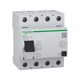 Schneider Electric A9R31492, Acti 9 iID, 125 Amper, 30mA, A-SI Tip, Kaçak Akım Koruma Rölesi, 4 Kutuplu (3 Faz+Nötr)