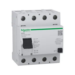Schneider Electric A9R34492, Acti 9 iID, 125 Amper, 300mA, A-SI Tip, Kaçak Akım Koruma Rölesi, 4 Kutuplu (3 Faz+Nötr)