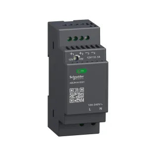 Schneider Electric ABLM1A12021, Phaseo ABL7, 25 W, 2.1 Amper, 12 Volt DC, Ray Tipi Güç Kaynağı, Monofaze 100-240 Volt AC Giriş Gerilimi